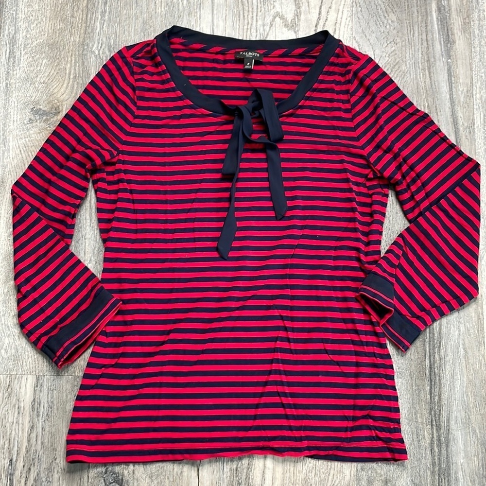 Talbots Women’s Red and Navy Shirt, size Petite